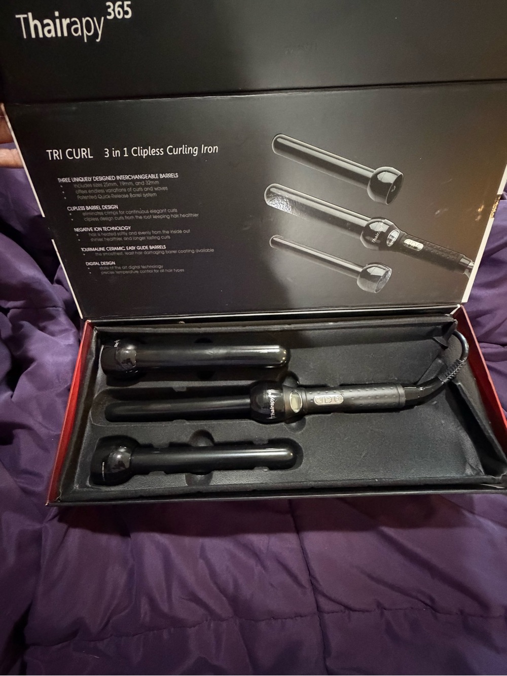 Thairapy 365 TRI CURL 3-in-1 Clipless Curling Iron Complete Set